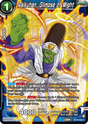 Paikuhan, Glimpse of Might (BT18-042) [Dawn of the Z-Legends]