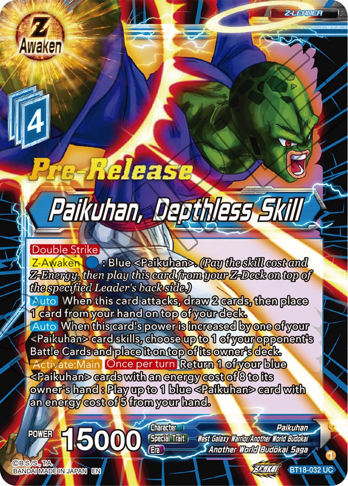 Paikuhan, Depthless Skill (BT18-032) [Dawn of the Z-Legends Prerelease Promos]