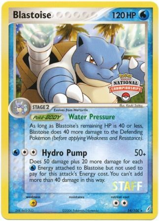 Blastoise (14/100) (National Championship Promo Staff) [EX: Crystal Guardians]