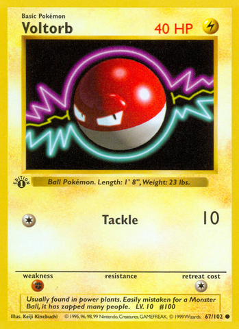 Voltorb (67/102) (Shadowless) [Base Set 1st Edition]