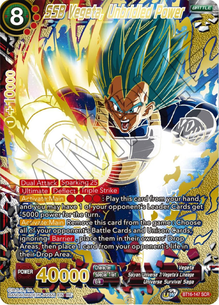 SSB Vegeta, Unbridled Power (Alternate Art) (BT16-147) [Premium Anniversary Box 2023]