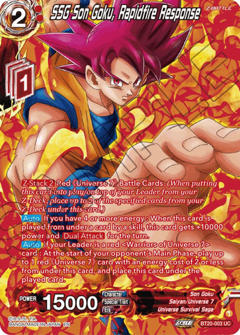 SSG Son Goku, Rapidfire Response (Silver Foil) (BT20-003) [Power Absorbed]