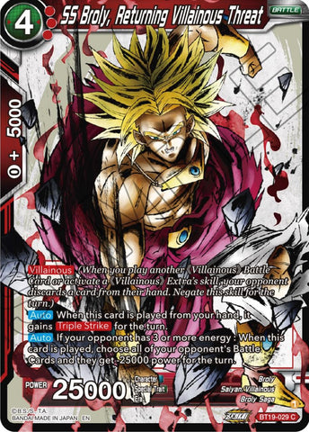 SS Broly, Returning Villainous Threat (BT19-029) [Fighter's Ambition]