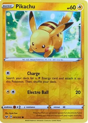 Pikachu (065/202) (Reverse Cosmos Holo) [Sword & Shield: Base Set]