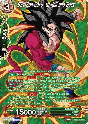 SS4 Son Goku, to Hell and Back (Silver Foil) (BT20-063) [Power Absorbed]
