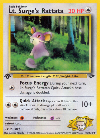 Lt. Surge's Rattata (85/132) [Gym Challenge 1st Edition]