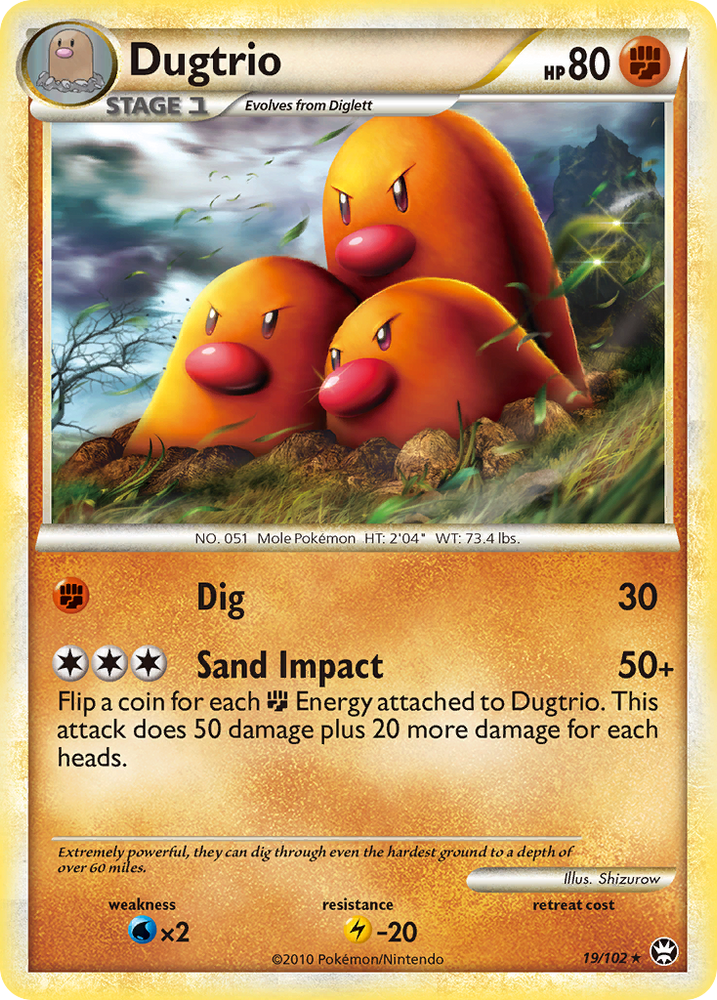 Dugtrio (19/102) [HeartGold & SoulSilver: Triumphant]